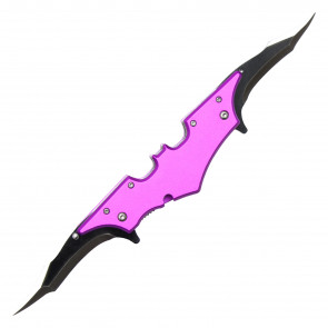 11.5" Spring Assisted Purple Bat SHAPED Dual Blade Pocket Knife