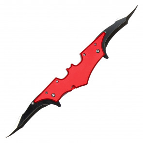 11.5" Spring Assisted Red Bat SHAPED Dual Blade Pocket Knife