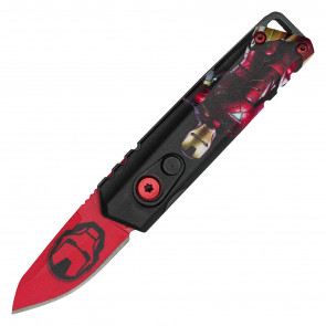 5" ATOMIC Iron Superhero Push Button Knife