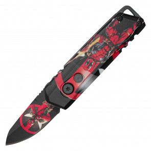 ATOMIC - 5" Red Mercenary Push Button Knife