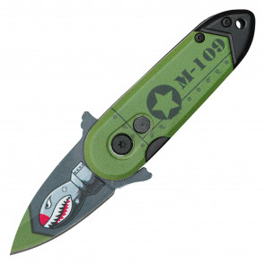 5" ATOMIC Green Bomb Push Button Knife
