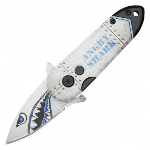 5" ATOMIC White Bomb Push Button Knife