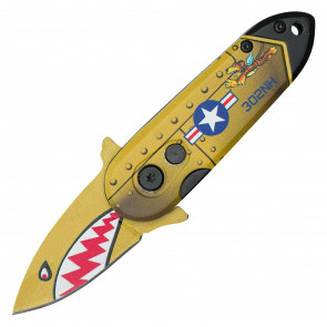 5" ATOMIC Gold Bomb Push Button Knife
