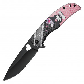 8" Angry Cat Black Assisted Open Pocket Knife 