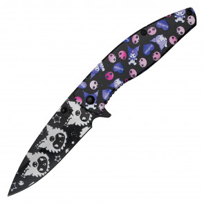 8" Melody Bunny Black Assisted Open Pocket Knife 
