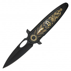 8.25" Black Bitcoin Pocket Knife