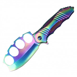 Tactical Spring Assisted Rainbow Knuckle Knife