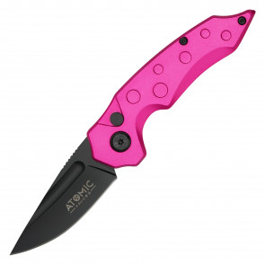 7.5" ATOMIC D2 Steel Automatic Knife w/ Pink Aircraft Aluminum Handle