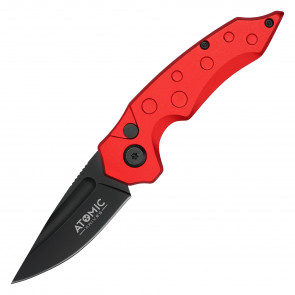 7.5" ATOMIC D2 Steel Automatic Knife w/ Red Aircraft Aluminum Handle