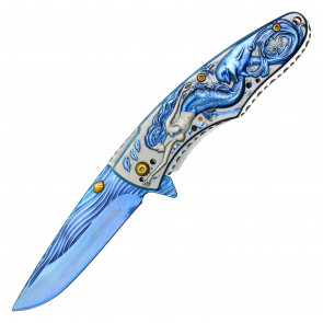 8" Wartech Blue Mermaid Pocket Knife