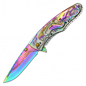 8" Wartech Rainbow Mermaid Pocket Knife