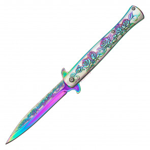 5" Closed Spring Assisted Stiletto Style Folding Knife