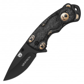 WARTECH - 6.75" Assisted Open 3-D Printed Black Bear Graphic Pocket Knife