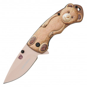 WARTECH - 6.75" Assisted Open 3-D Printed Brown Bear Graphic Pocket Knife