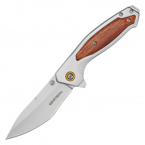 WARTECH - 8" Silver Pocket Knife w/ Wood Inlay