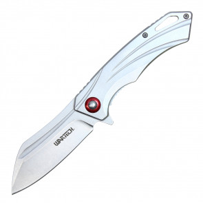 8" 3CR13 Stainless Steel Assisted Pocket Knife w/ Steel Handle & Red Accent