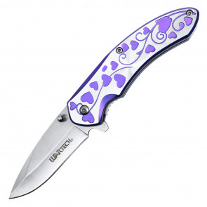 7" Purple Hearts Pocket Knife