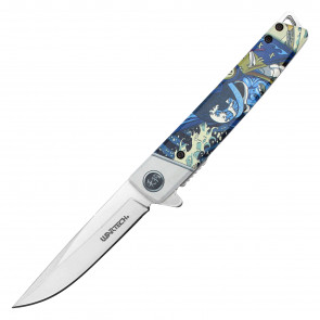 8" Samurai Pocket Knife w/ Blue Samurai Handle & Stainless Steel Blade