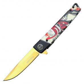 8" Tengu Pocket Knife w/ Gold Steel Blade