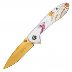 WARTECH - 7.75" Gold Hummingbird Pocket Knife