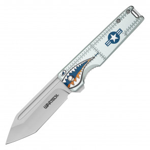 WARTECH - 8.25" Assisted Open 3-D Printed Blue WarHawk Graphic Pocket Knife