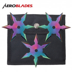 Three Piece (3pcs) Stainless Steel Traditional 6-Point Throwing Star Triple Set