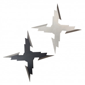 4-point (Lightning Bolt) Chrome Throwing Star 2pc SET