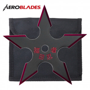 Single Red Two-Tone Black Stainless Steel Traditional 5-Point Throwing Star