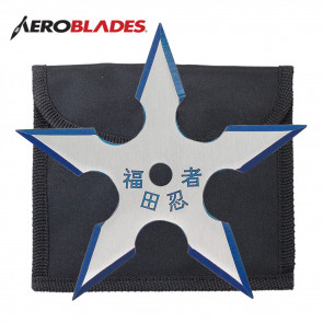 Single Blue Two-Tone Silver Stainless Steel Traditional 5-Point Throwing Star