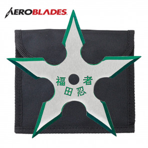 Single Green Two-Tone Silver Silver Stainless Steel Traditional 5-Point Throwing Star