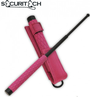 16" Inch Pink Stainless Steel Baton w/ Rubber Handle