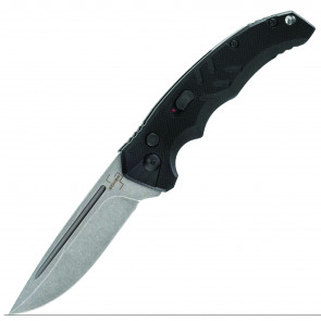 BOKER Plus Intention II Auto Knife - USA Made - Drop Point D2  Stonewashed Black Handle