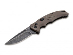 BOKER Plus Intention II Auto Knife - USA Made - Drop Point D2 Stonewashed Coyote Tan Handle