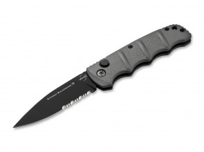 BOKER Kalashnikov Auto (AFTERMARKET) - Drop Serrated Black D2 Blade Grey Handle