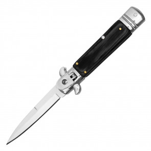 Leverletto 7.5" Lever Lock Auto Italian Knife w/ Black Wood Handle