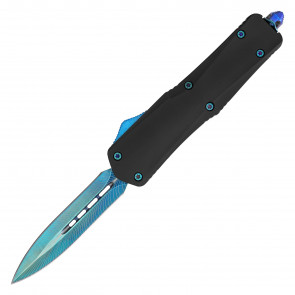 9" Auto OTF Knife w/  Double Edge Feathered Blade