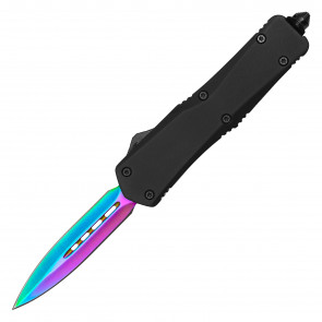 9" Atomic Dual Action OTF Knife w/ Prism Rainbow TiNite Double Edge Blade