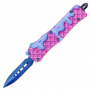 7" Atomic USA Mini Auto Fat Man Sprinkle Ice Cream Waffle OTF Knife w/ Blue TiNite Double Edge Blade - Sweet Treats