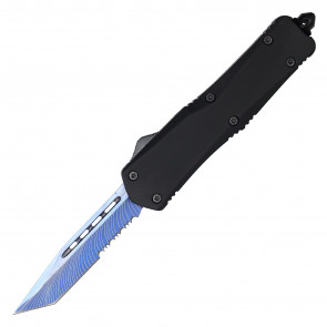 9" Auto OTF Knife w/ Tanto Serrated Blade
