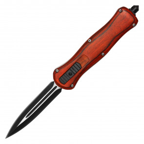 9.25" Atomic Dual Action Redwood OTF Knife w/ Double Edge Blade