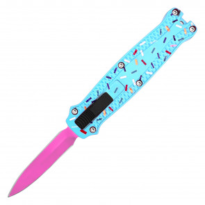 5.25" Blue Cupcake Micro OTF Knife - - Sweet Treats Collection