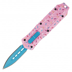 5.5" Pink Confetti Cupcake Micro OTF Automatic Knife