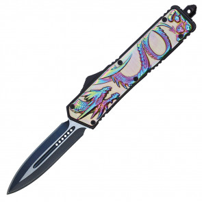 Atomic OTF | 9" Dual Edge w/ Dragon handle (Rainbow)