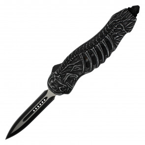 8.65" Black Skeleton Handle OTF Knife