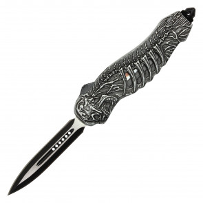8.65" Black Skeleton Handle OTF Knife