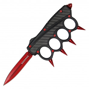 8.75" Knuckle OTF Knife w/ Red Blade