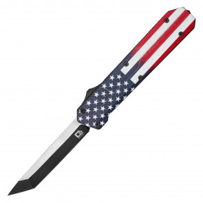 8.5" UltraLite Atomic USA Series 2 Patriot Flag OTF Auto D2 Steel Tanto Blade w/ Kydex Gift Box