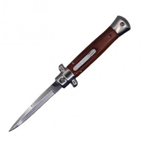 9" Vito Italian Stiletto OTF Knife w/Wooden Handle