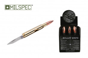 rifle Bullet Knife BRASS PLATED CAST METAL CASE