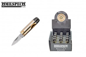 pistol Bullet Knife BRASS PLATED CAST METAL CASE